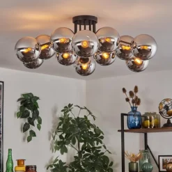 Gastor Plafonnier Chrome, Fumé, 12 lumières