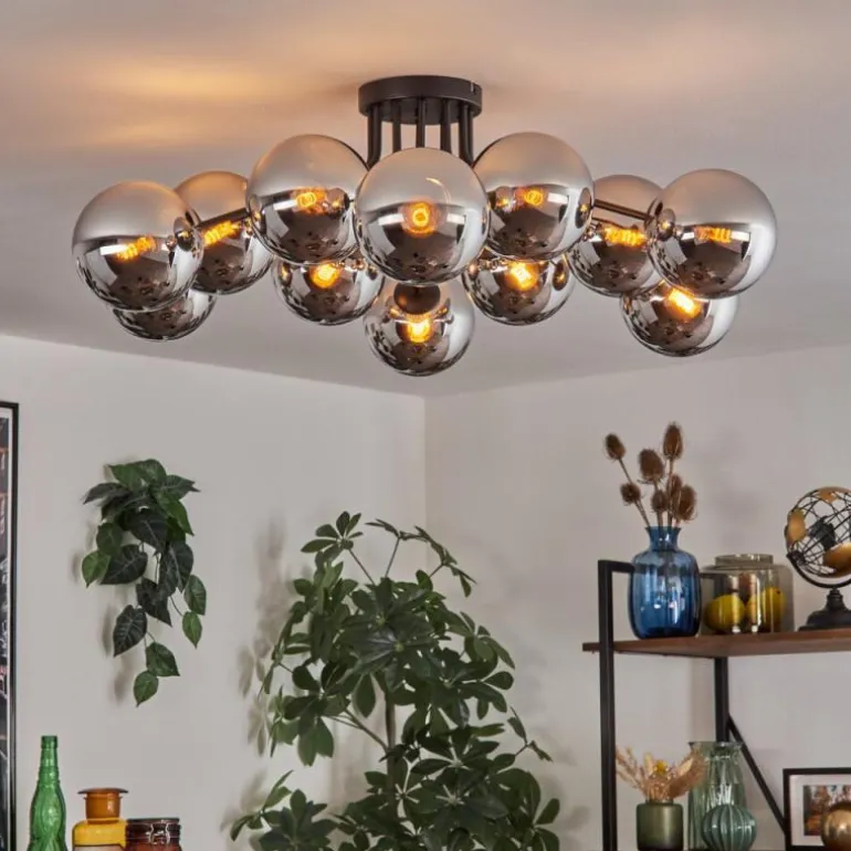 Gastor Plafonnier Chrome, Fumé, 12 lumières