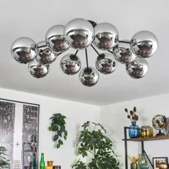 Gastor Plafonnier Chrome, Fumé, 12 lumières