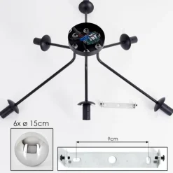 Gastor Plafonnier Chrome, Fumé, 6 lumières