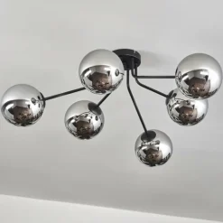 Gastor Plafonnier Chrome, Fumé, 6 lumières
