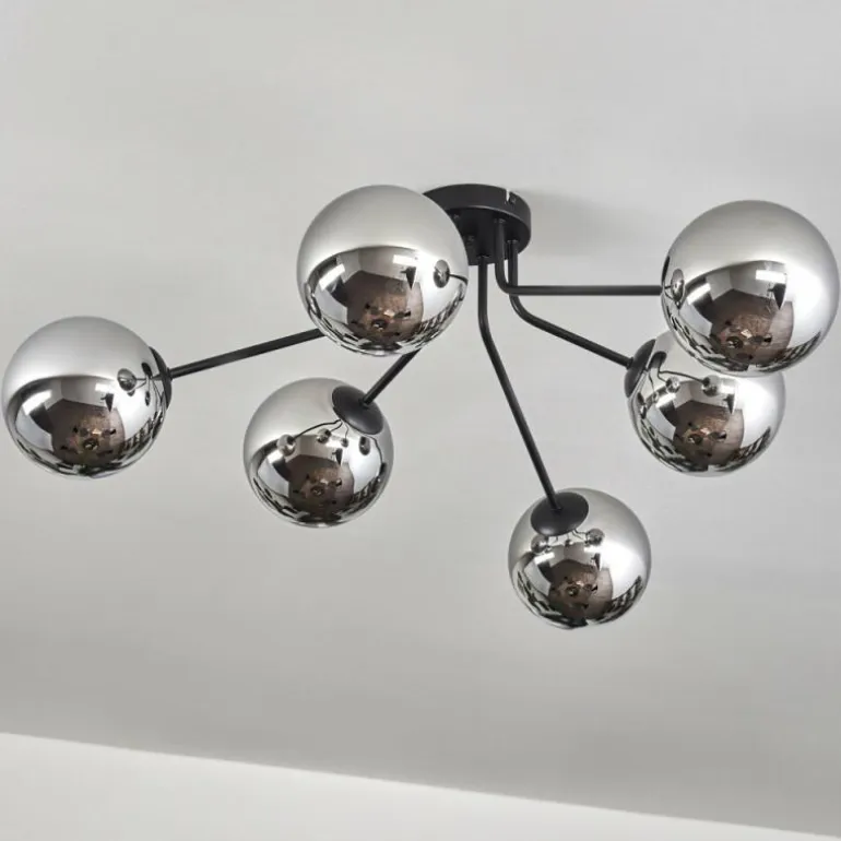 Gastor Plafonnier Chrome, Fumé, 6 lumières