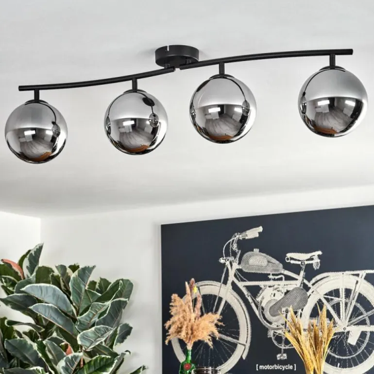 Gastor Plafonnier Chrome, Fumé, 4 lumières