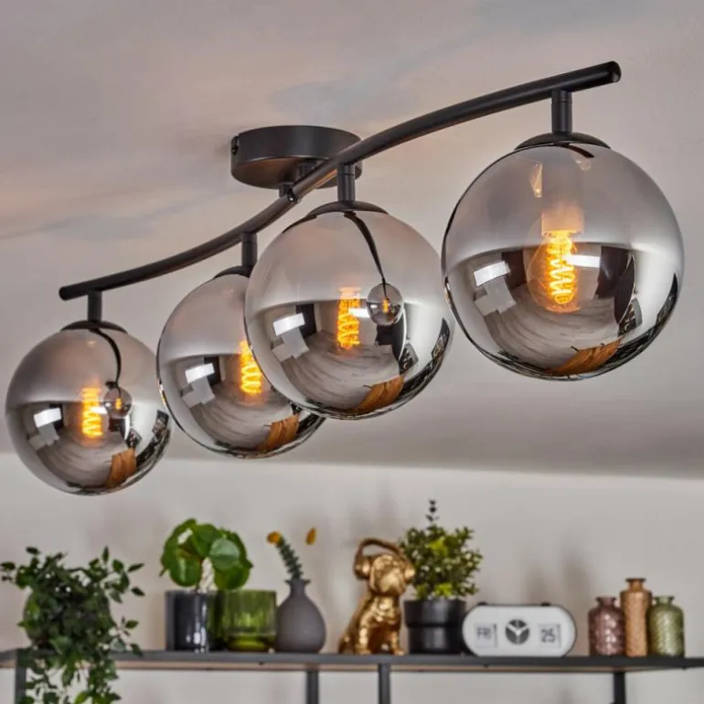 Gastor Plafonnier Chrome, Fumé, 4 lumières