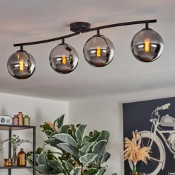 Gastor Plafonnier Chrome, Fumé, 4 lumières