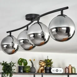 Gastor Plafonnier Chrome, Fumé, 4 lumières