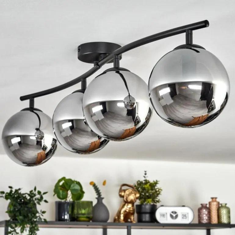 Gastor Plafonnier Chrome, Fumé, 4 lumières