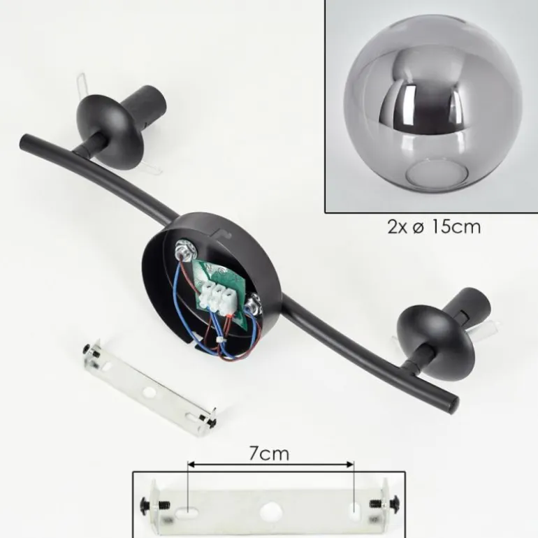 Gastor Plafonnier Fumé, 2 lumières