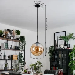 Gastor Suspension, Boule lumineuse Ambre, 1 lumière