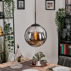 Gastor Suspension, Boule lumineuse Chrome, Fumé, 1 lumière