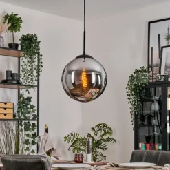 Gastor Suspension, Boule lumineuse Chrome, Fumé, 1 lumière