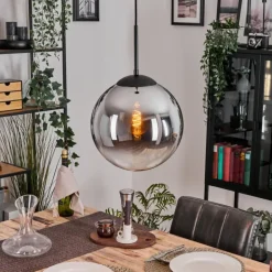 Gastor Suspension, Boule lumineuse 30 cm Chrome, Clair, Fumé, 1 lumière