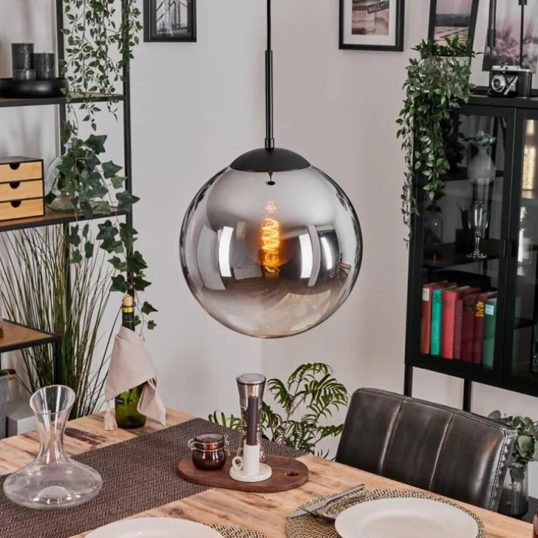 Gastor Suspension, Boule lumineuse 30 cm Chrome, Clair, Fumé, 1 lumière