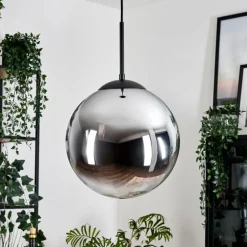 Gastor Suspension, Boule lumineuse 30 cm Chrome, Clair, Fumé, 1 lumière