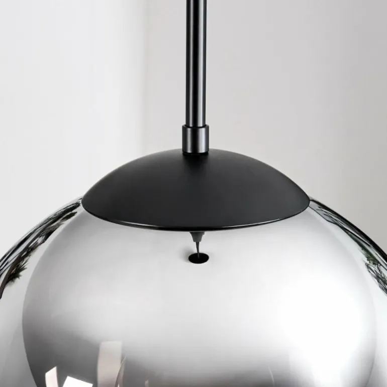 Gastor Suspension, Boule lumineuse 30 cm Chrome, Clair, Fumé, 1 lumière