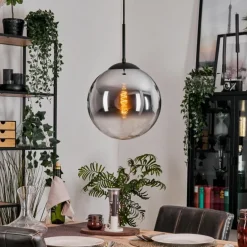 Gastor Suspension, Boule lumineuse 30 cm Chrome, Clair, Fumé, 1 lumière