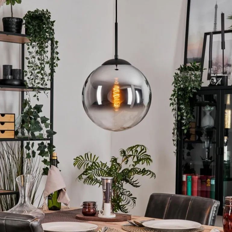 Gastor Suspension, Boule lumineuse 30 cm Chrome, Clair, Fumé, 1 lumière