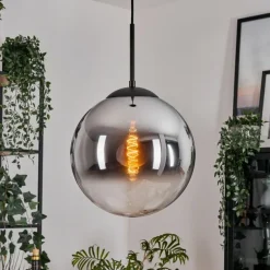 Gastor Suspension, Boule lumineuse 30 cm Chrome, Clair, Fumé, 1 lumière