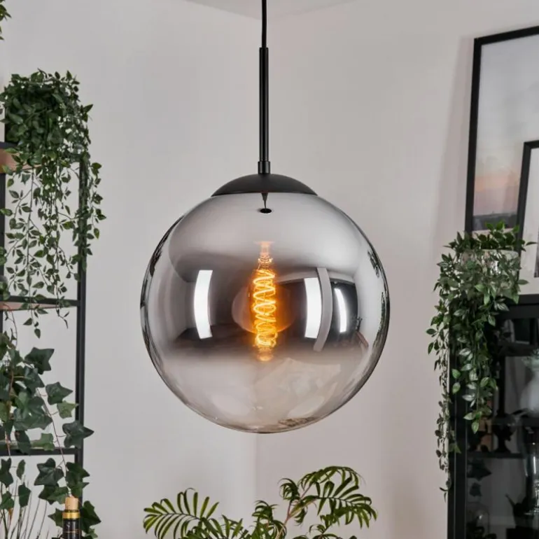Gastor Suspension, Boule lumineuse 30 cm Chrome, Clair, Fumé, 1 lumière