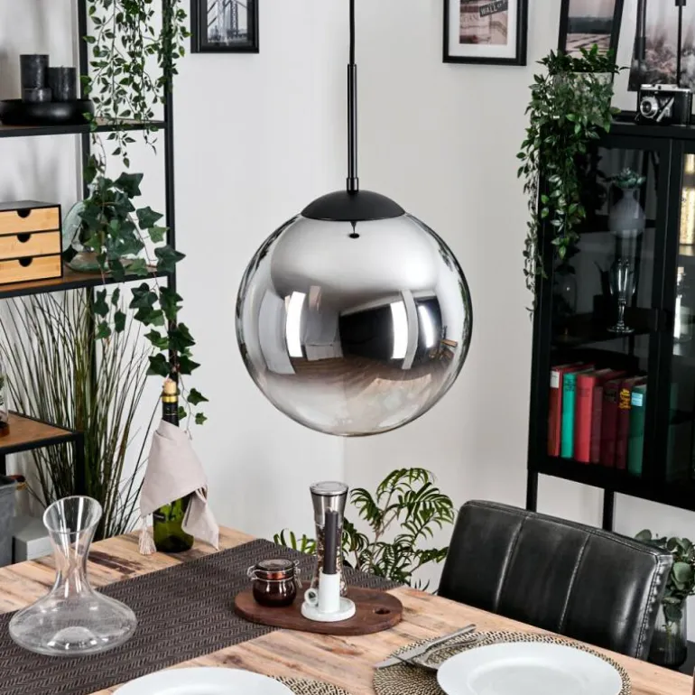 Gastor Suspension, Boule lumineuse 30 cm Chrome, Clair, Fumé, 1 lumière