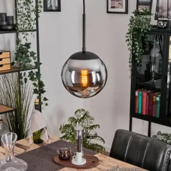 Gastor Suspension, Boule lumineuse 20 cm Chrome, Fumé, 1 lumière