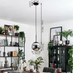 Gastor Suspension, Boule lumineuse 20 cm Chrome, Fumé, 1 lumière