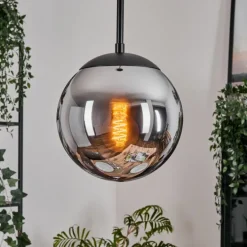 Gastor Suspension, Boule lumineuse 20 cm Chrome, Fumé, 1 lumière