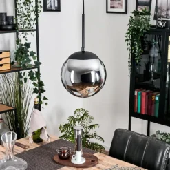 Gastor Suspension, Boule lumineuse 20 cm Chrome, Fumé, 1 lumière