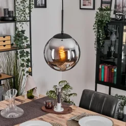 Gastor Suspension, Boule lumineuse 25 cm Chrome, Fumé, 1 lumière