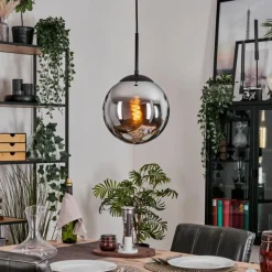 Gastor Suspension, Boule lumineuse 25 cm Chrome, Fumé, 1 lumière