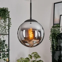 Gastor Suspension, Boule lumineuse 25 cm Chrome, Fumé, 1 lumière