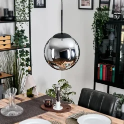 Gastor Suspension, Boule lumineuse 25 cm Chrome, Fumé, 1 lumière