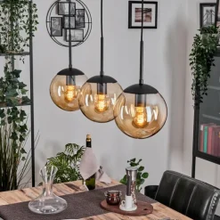 Gastor Suspension, Boule lumineuse Ambre, 3 lumières