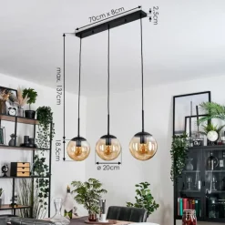 Gastor Suspension, Boule lumineuse Ambre, 3 lumières