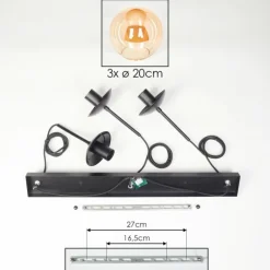 Gastor Suspension, Boule lumineuse Ambre, 3 lumières
