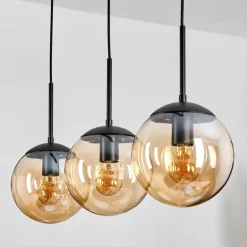Gastor Suspension, Boule lumineuse Ambre, 3 lumières
