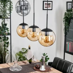 Gastor Suspension, Boule lumineuse Ambre, 3 lumières