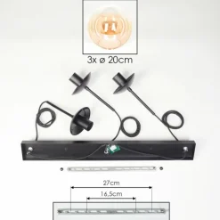 Gastor Suspension, Boule lumineuse Ambre, Clair, 3 lumières