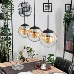 Gastor Suspension, Boule lumineuse Ambre, Clair, 3 lumières