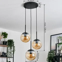 Gastor Suspension, Boule lumineuse 30 cm Ambre, 3 lumières