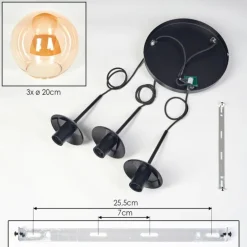 Gastor Suspension, Boule lumineuse 30 cm Ambre, 3 lumières