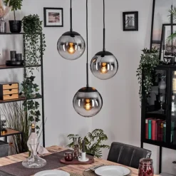 Gastor Suspension, Boule lumineuse 30 cm Clair, Fumé, 3 lumières
