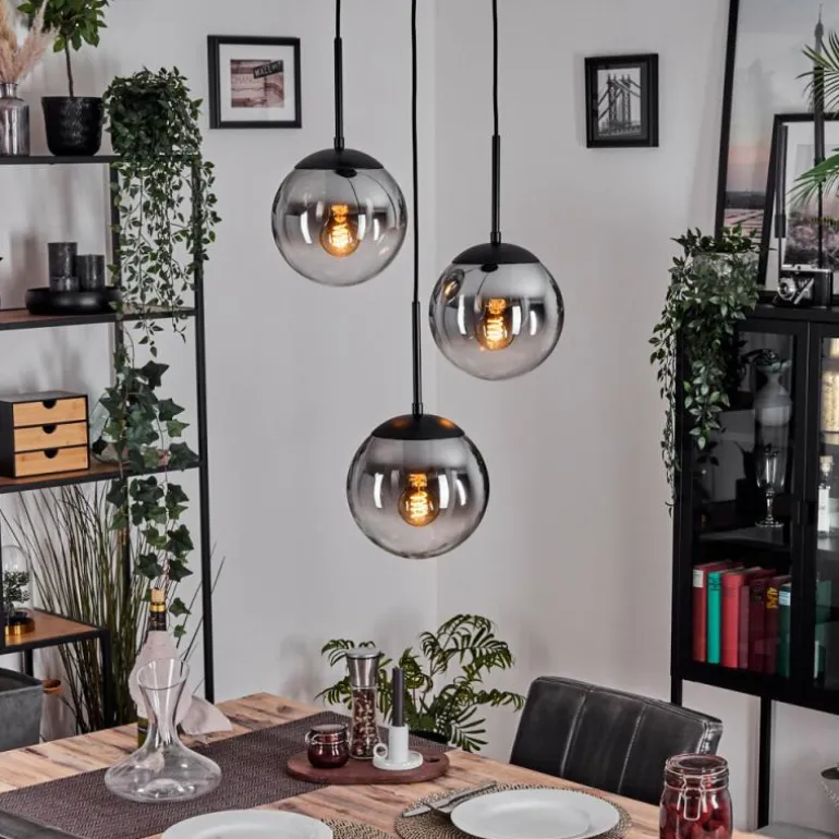 Gastor Suspension, Boule lumineuse 30 cm Clair, Fumé, 3 lumières