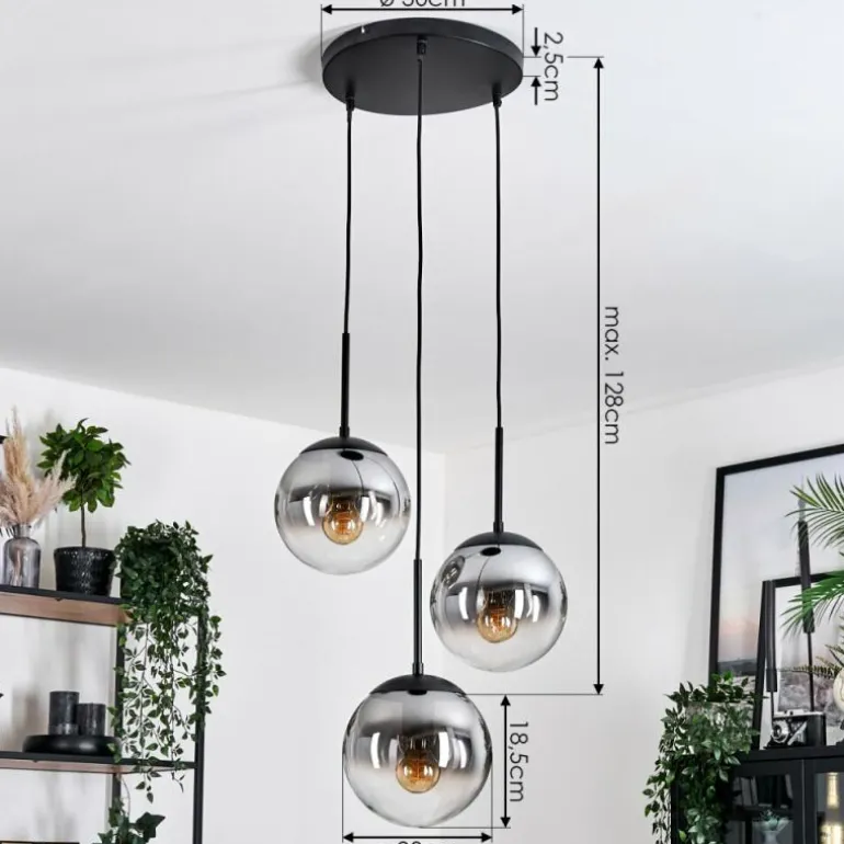 Gastor Suspension, Boule lumineuse 30 cm Clair, Fumé, 3 lumières