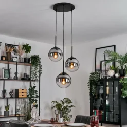 Gastor Suspension, Boule lumineuse 30 cm Clair, Fumé, 3 lumières