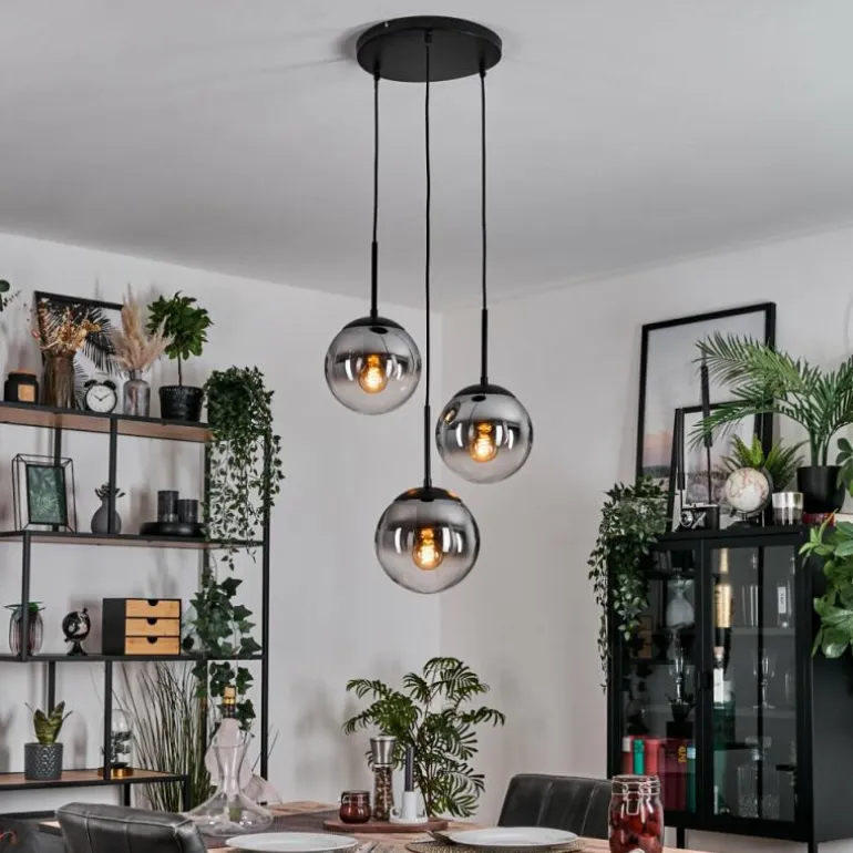 Gastor Suspension, Boule lumineuse 30 cm Clair, Fumé, 3 lumières