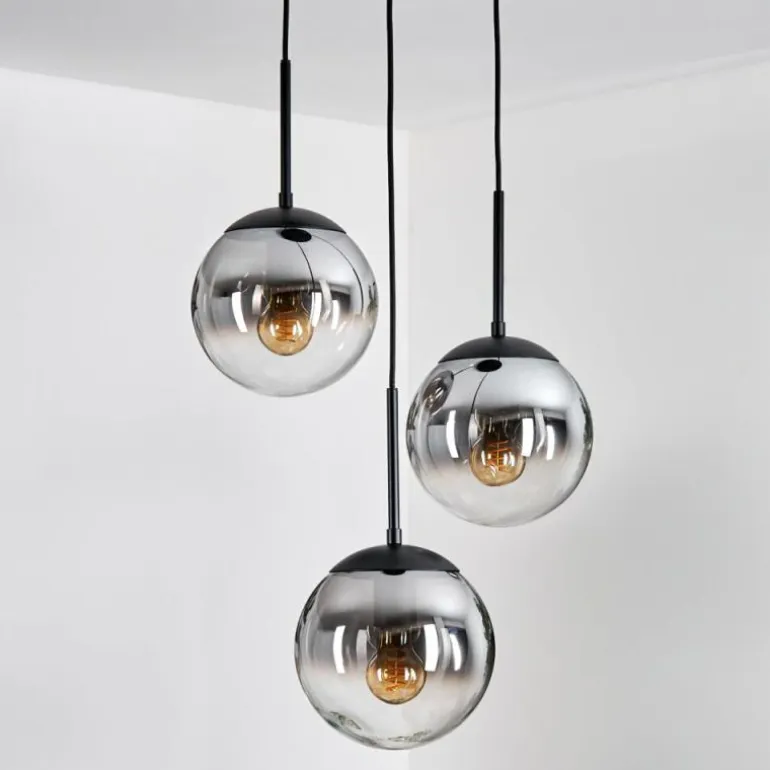 Gastor Suspension, Boule lumineuse 30 cm Clair, Fumé, 3 lumières