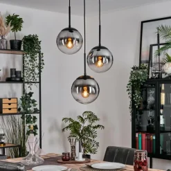 Gastor Suspension, Boule lumineuse 30 cm Clair, Fumé, 3 lumières