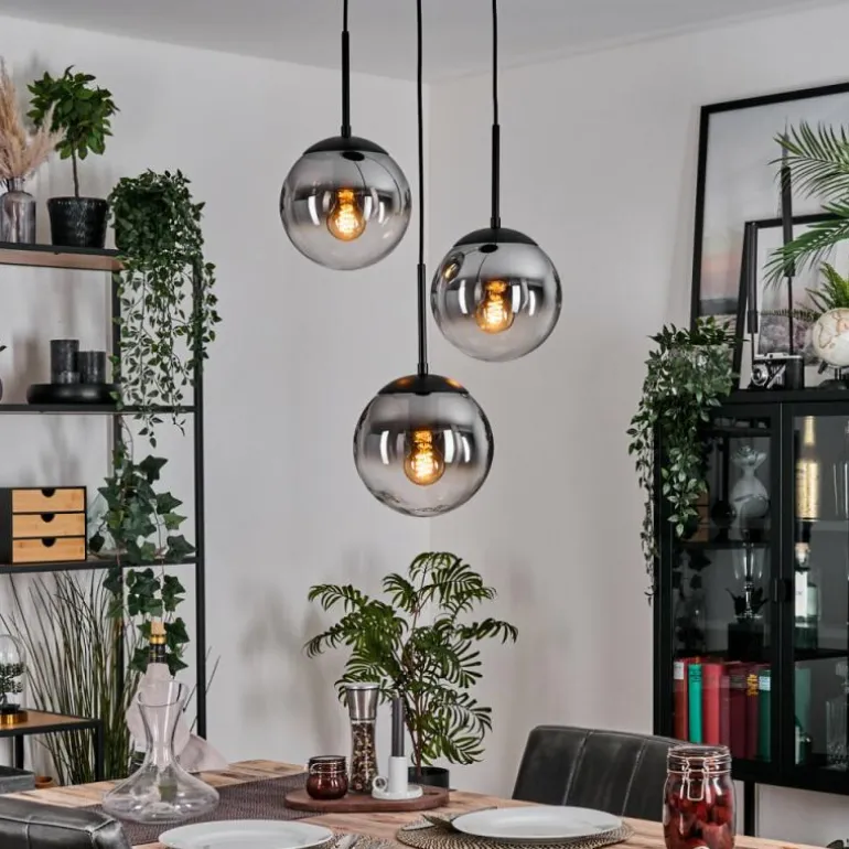 Gastor Suspension, Boule lumineuse 30 cm Clair, Fumé, 3 lumières