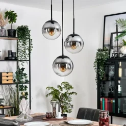 Gastor Suspension, Boule lumineuse 30 cm Clair, Fumé, 3 lumières
